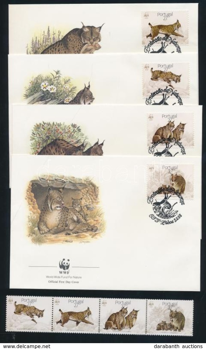 ** 1988 WWF: Hiúz Négyescsík Mi 1741-1744 + 4 FDC (pici Gumi Hiba) - Other & Unclassified