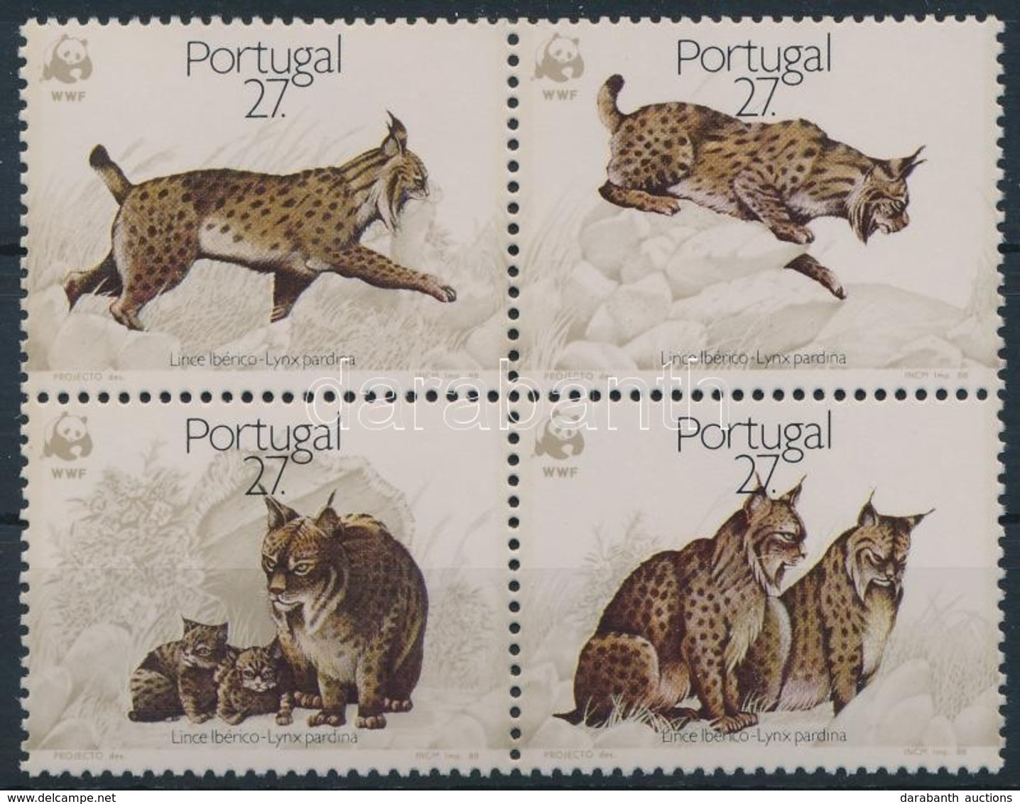 ** 1988 WWF: Hiúz Sor Négyestömbben Mi 1741-1744 + 4 FDC - Other & Unclassified