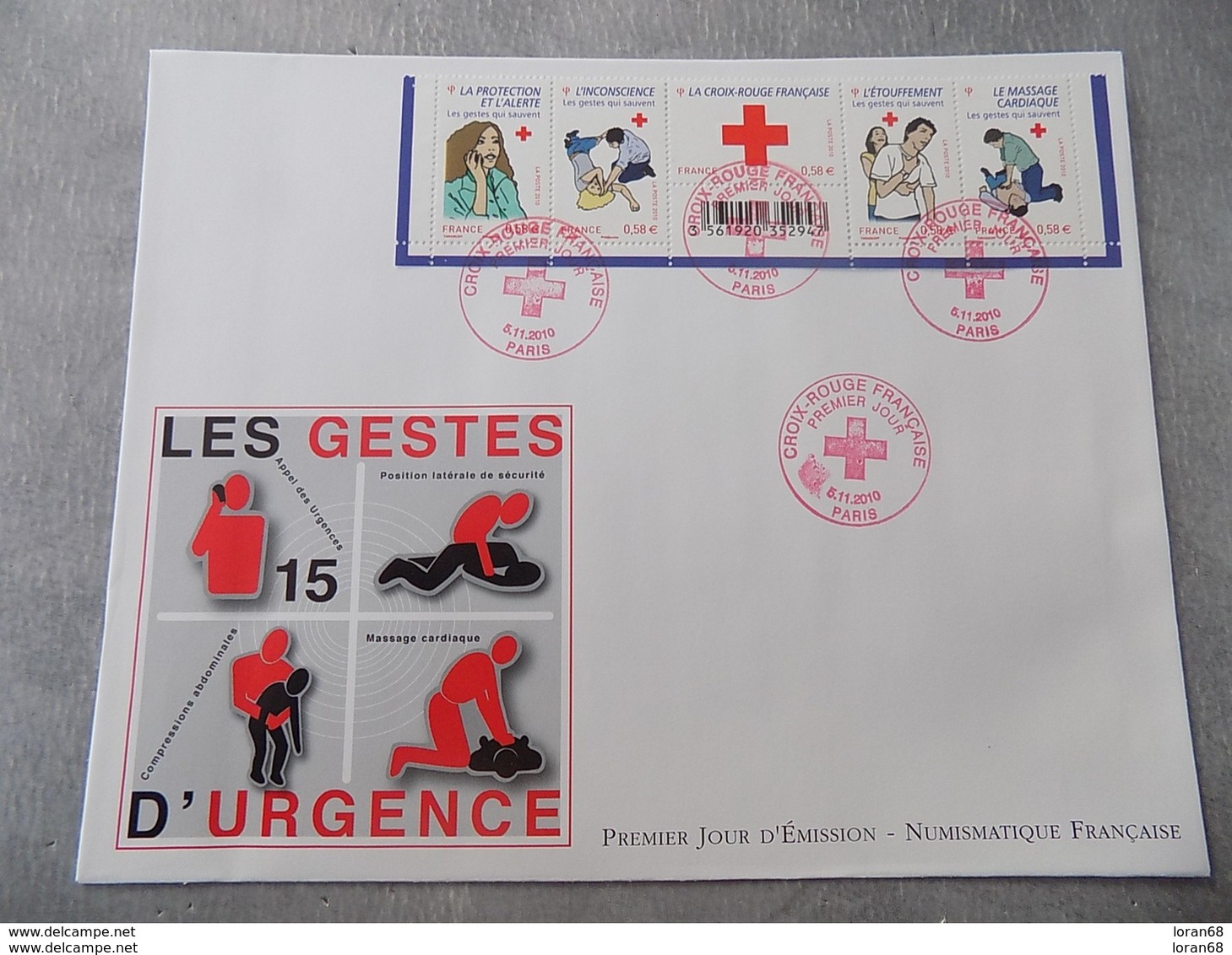 Premier Jour (FDC) Grand Format France 2010 : Croix Rouge, Les Gestes Qui Sauvent (bande) - 2010-2019