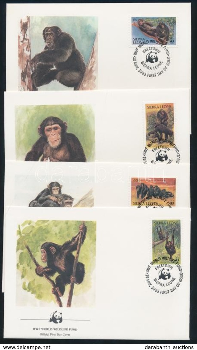 1983 WWF: Csimpánz Mi 713-716 4 FDC-n - Other & Unclassified