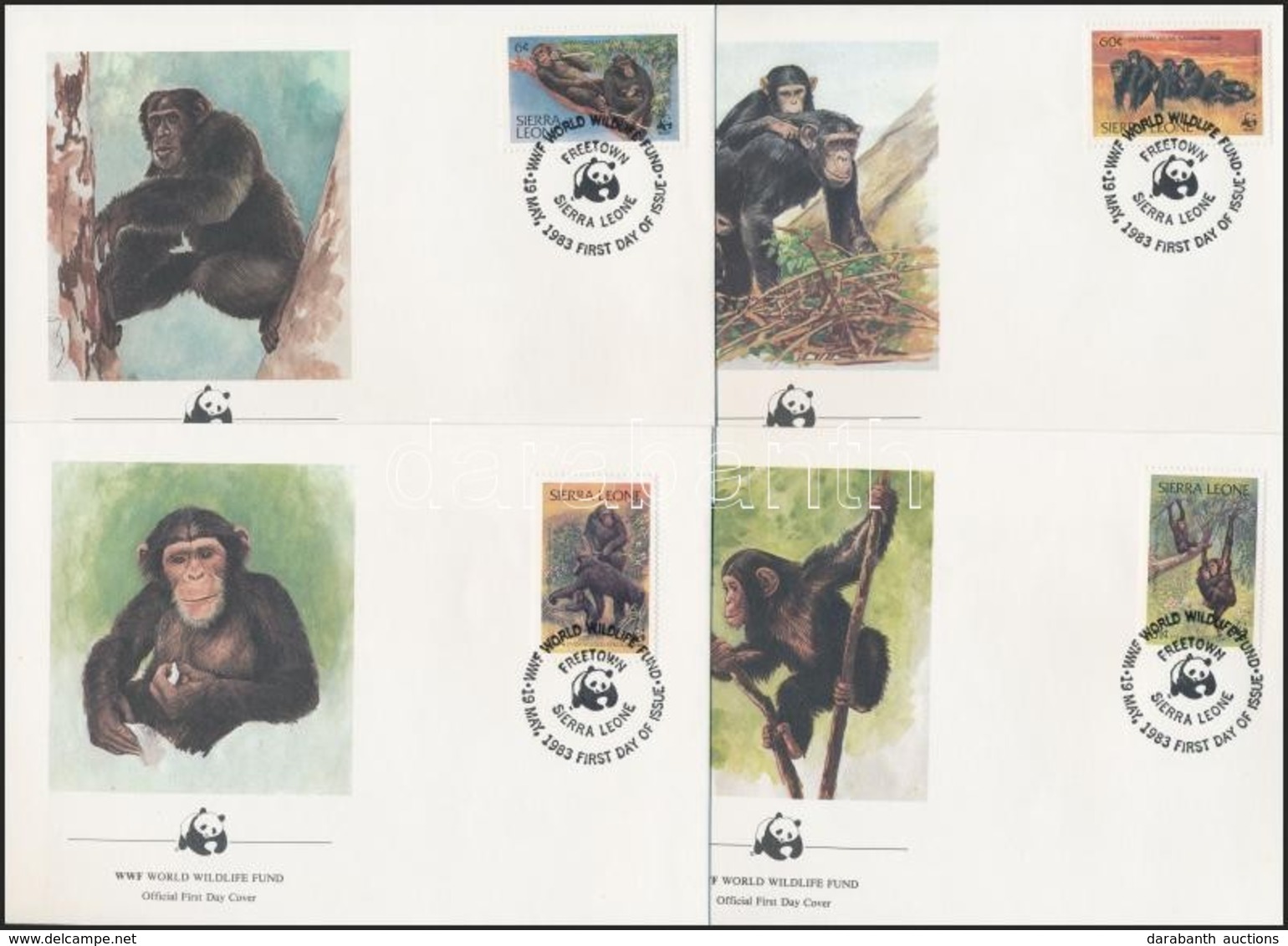 1983 WWF: Csimpánz Sor 4 Db FDC-n Mi 713-716 - Other & Unclassified