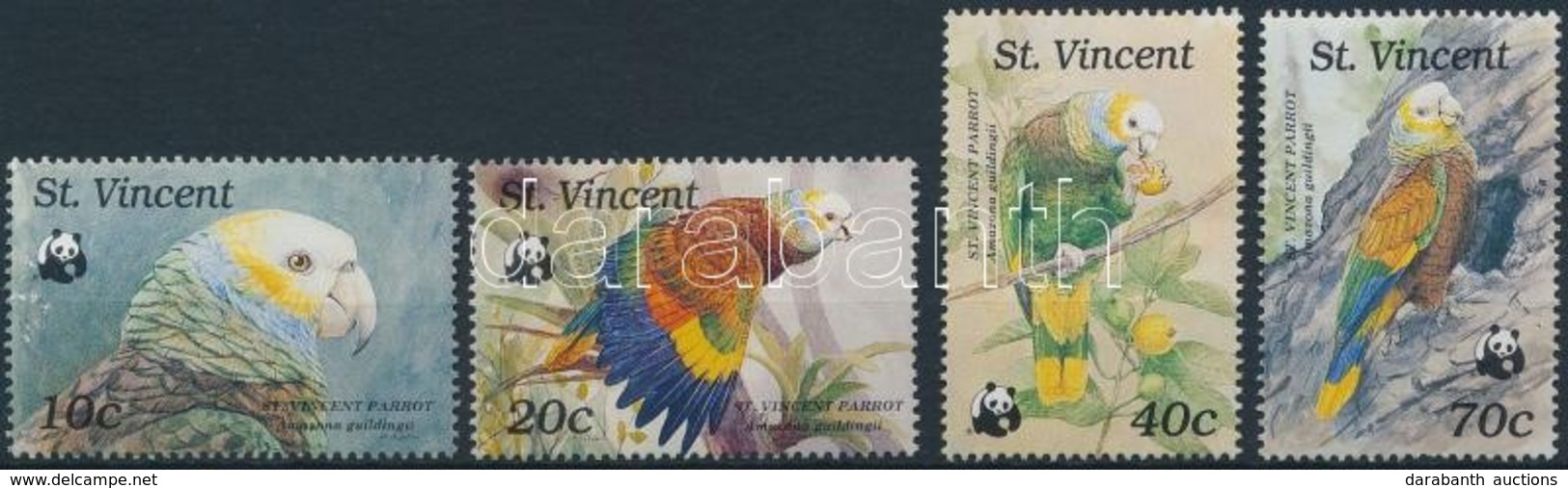 ** 1989 WWF: Papagáj Sor Mi 1222-1225 + 4 Db FDC (gumihiba/gum Disturbance) - Other & Unclassified