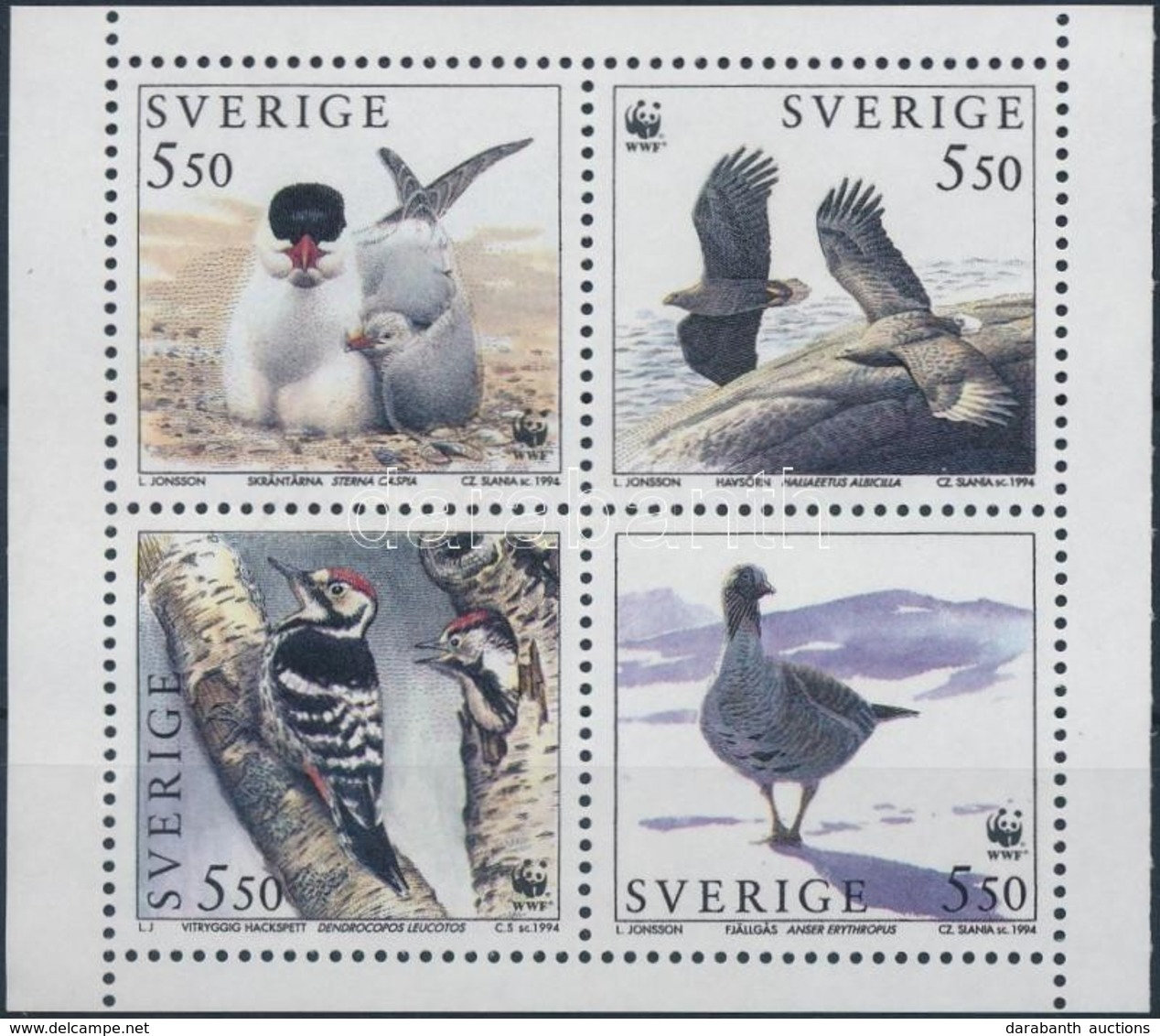 ** 1994 WWF: Madarak Bélyegfüzet Lap Sor Mi 1847-1850 + 4 Db FDC (gumihiba/gum Disturbance) H-Bl224 - Other & Unclassified