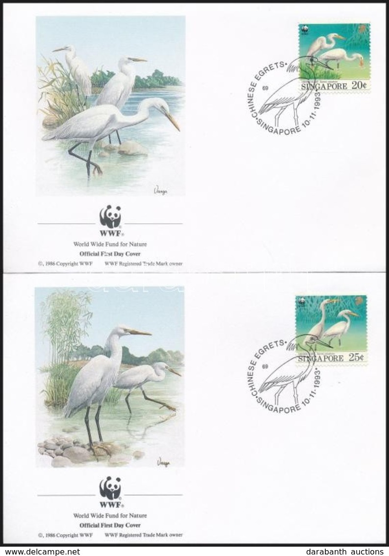 ** 1993 WWF: Kócsagok Sor 4 Db FDC-n + Négyescsík Mi 705-708 - Andere & Zonder Classificatie