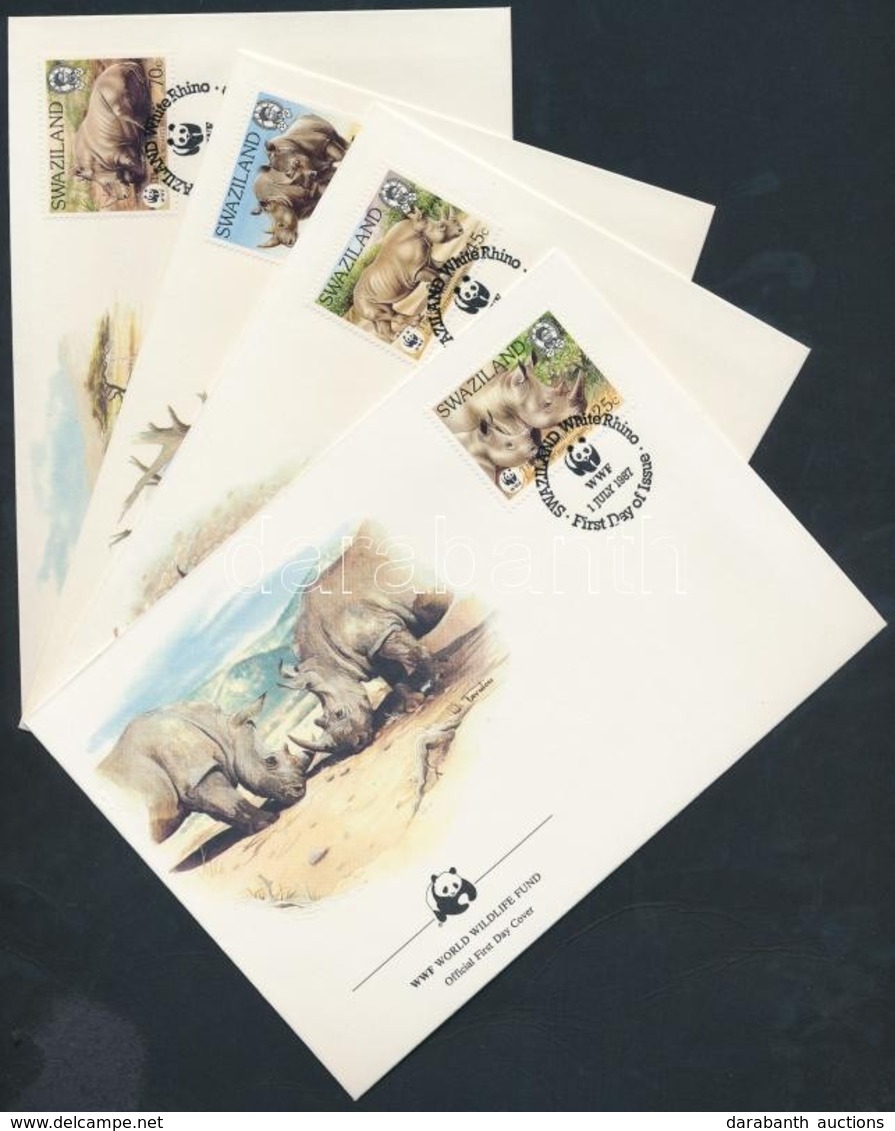 1987 WWF: Fehér Orrszarvú Sor Mi 528-531 4 FDC-n - Other & Unclassified