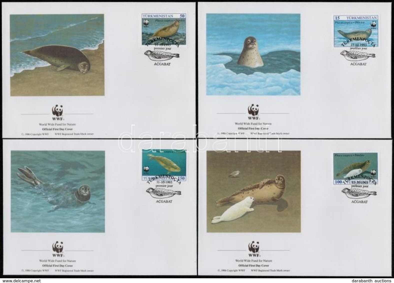 ** 1993 WWF: Fókák Mi 30, 32-34 + 4 Db FDC - Other & Unclassified