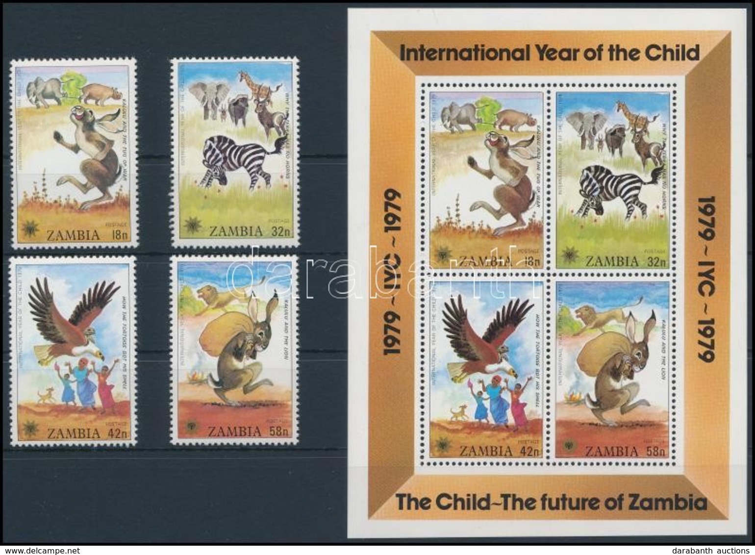 ** 1979 Nemzetközi Gyermekév, Afrikai Mesék Sor + Blokk,
International Year Of Children, African Tales Set + Block
Mi 20 - Other & Unclassified