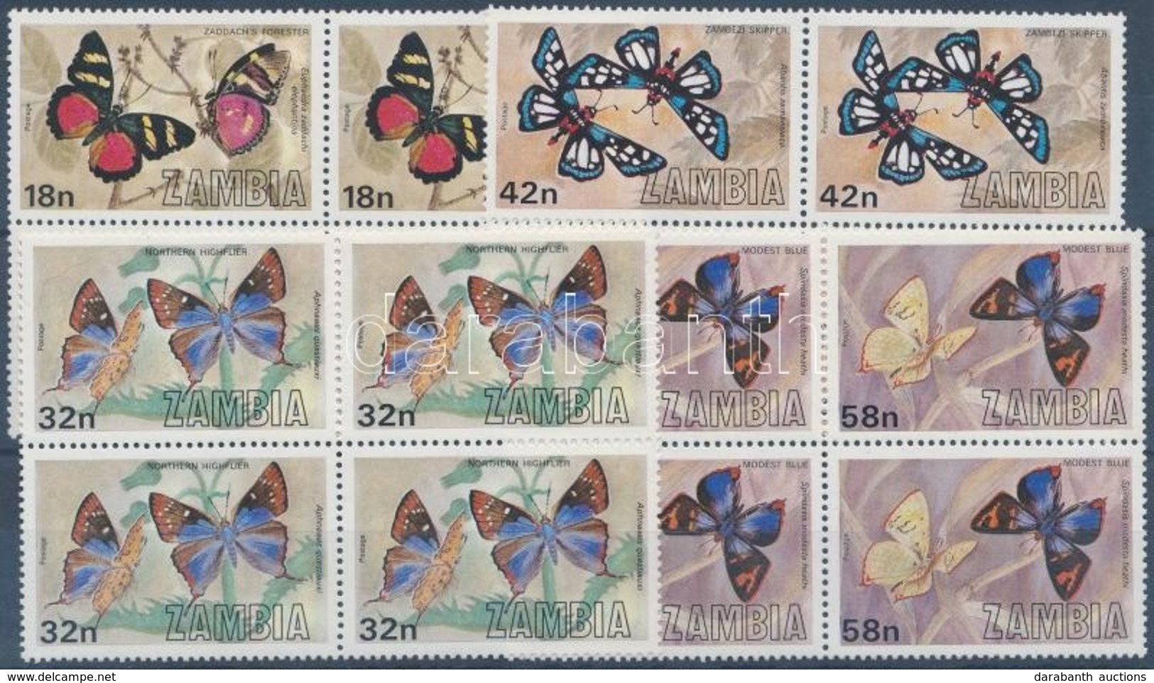 ** 1980 Lepkék 4 Négyestömb (sor) Mi 229-232 - Other & Unclassified