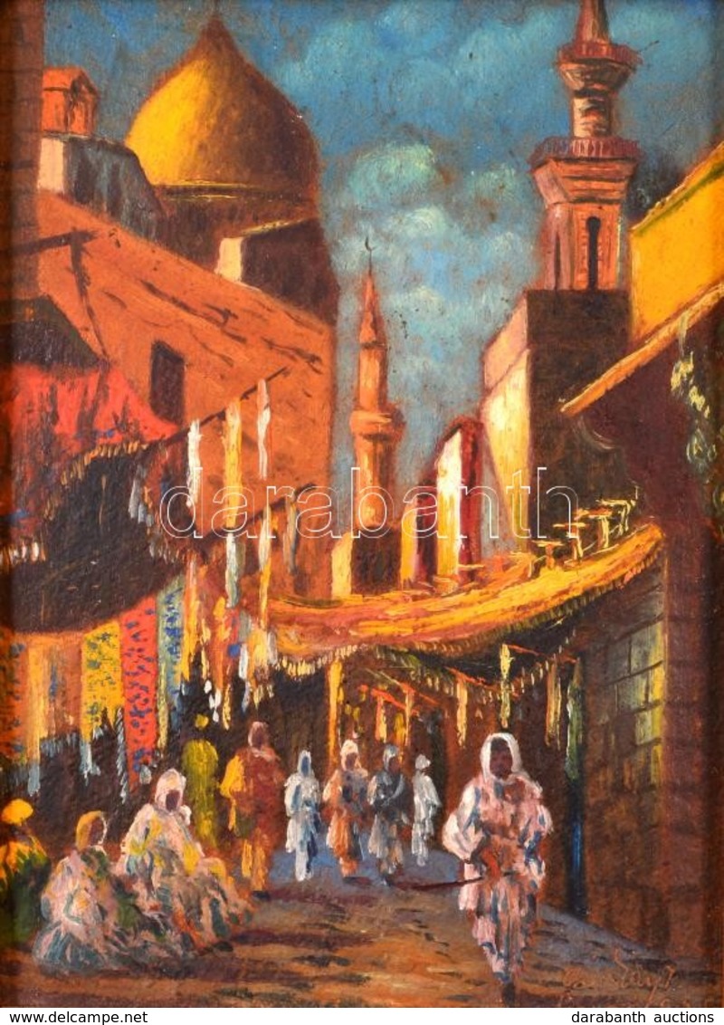 Bácskay Imre (?-?): Közel-keleti Utcarészlet, Tempera, Karton, Jelzett, Díszes Keretben, 17,5×12,5 Cm - Other & Unclassified