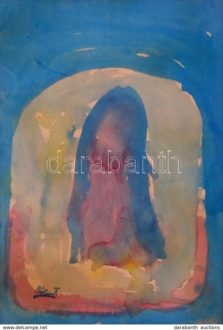 Bálint Jelzéssel: Kompozíció. Akvarell ,papír, üvegezett Keretben, 42×29 Cm - Other & Unclassified