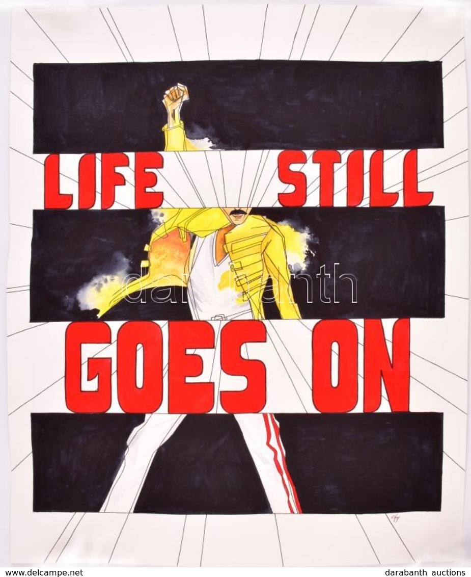 Kun Sarolta (1990-): Life Still Goes On. Vegyes Technika, Papír, Jelzett, Feltekerve, 50×40 Cm - Other & Unclassified