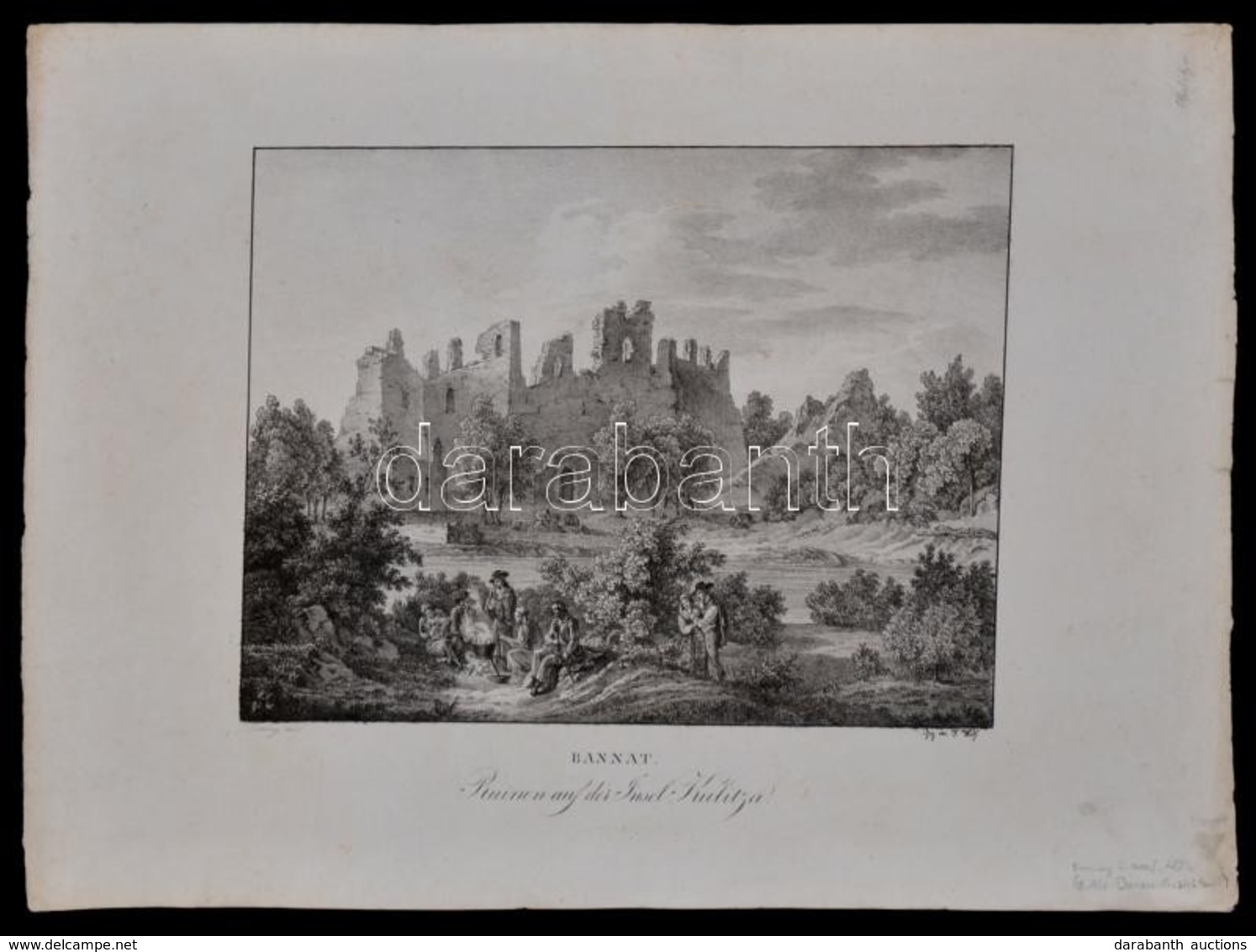 1824 F. Wolf: Bánnáti Metszetek: Kulitza Szigete. Imperial Fólió. Rézmetszet. 57x39,5cm/ Bannat Etching - Prints & Engravings