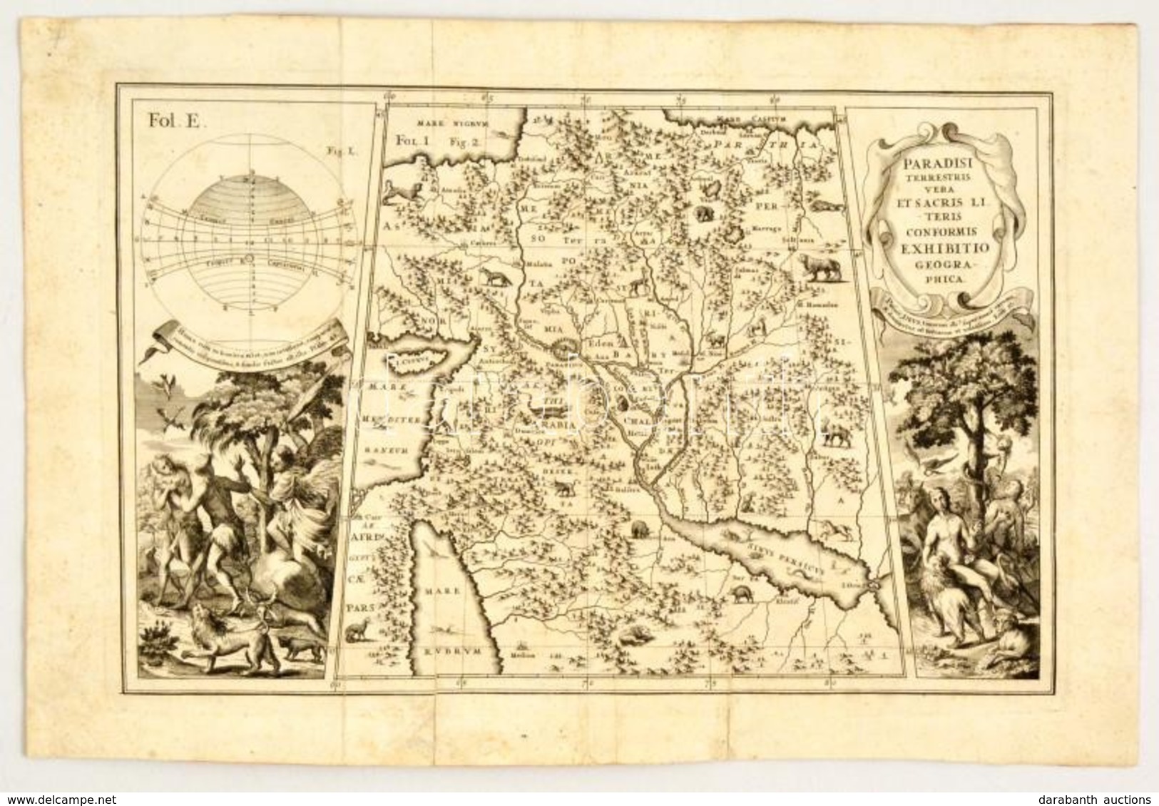 1710 Paradisi Terrestris Vera Et Sacris Literis Conformis Exhibitio Geographica', Scherer, Heinrich. A Közel-Kelet és A  - Prints & Engravings