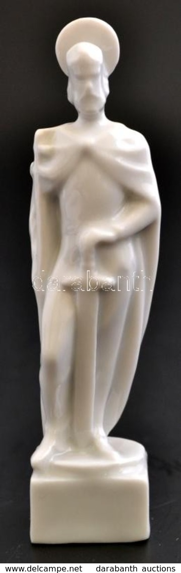 Herendi Szent István Figura, Fehér Mázas, Jelzett, Hibátlan, M:10 Cm - Autres & Non Classés