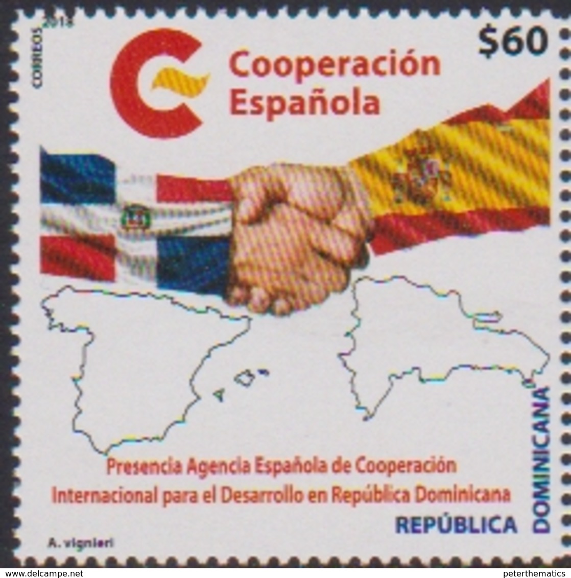 DOMINICAN REPUBLIC, 2018, MNH, FLAGS, COOPERATION WITH SPAIN,1v - Sellos