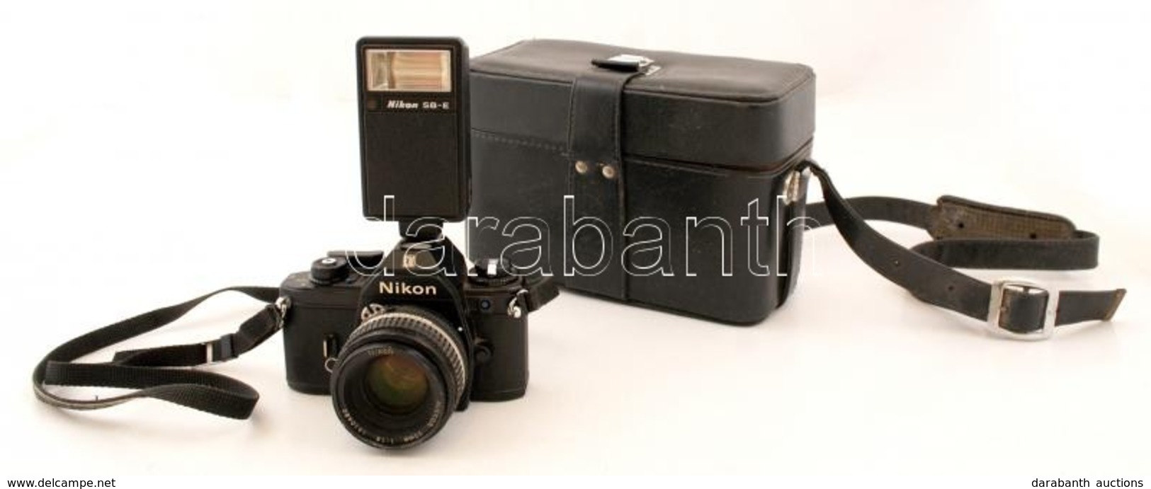 Nikon EM Fényképezőgép Nikkor 50 Mm 1:1,8-as Objektívvel, Nikon SB-E Vakuval, Műbőr Táskában, - Appareils Photo