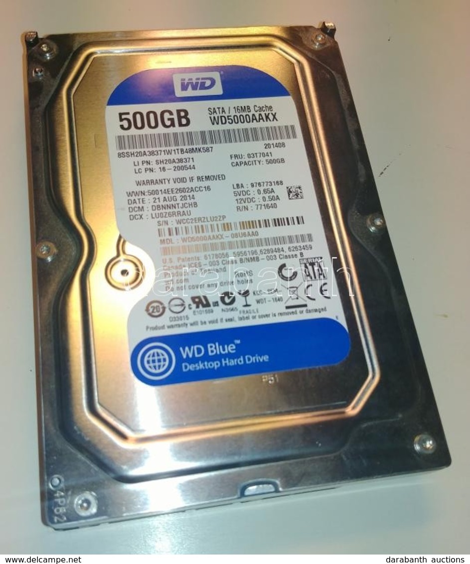 Western Digital WD5000AAKX Blue SATA 3.5' Merevlemez, 500GB, 7200rpm, 16M Cache Jó állapotban.
8610 órás Futásidő. - Autres & Non Classés