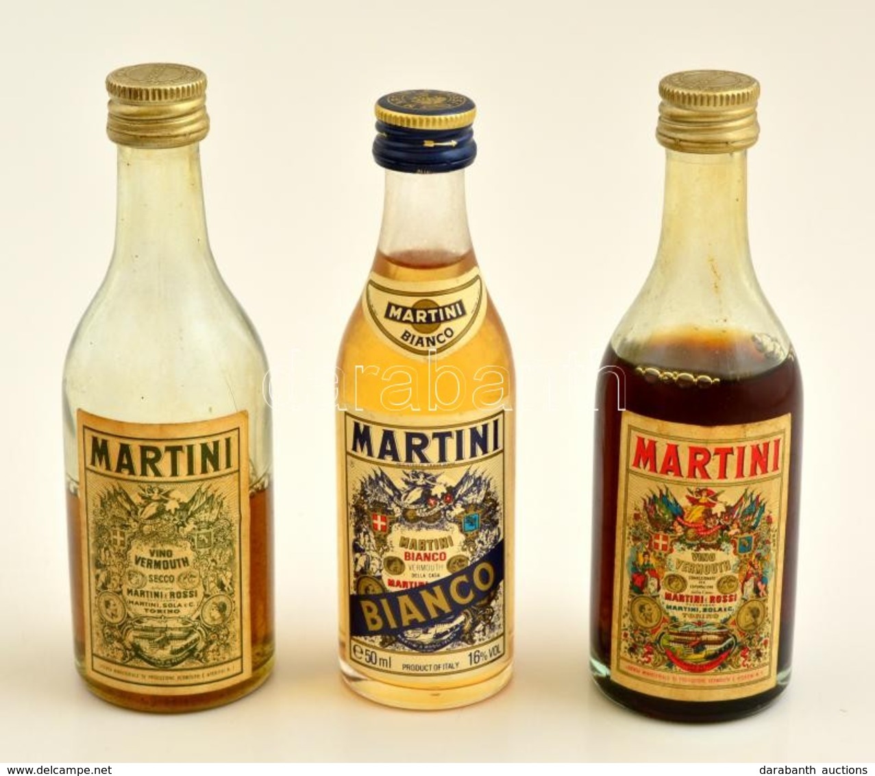 3 Db Martinis üveg, Tartalommal, Köztük 2 Bontatlan, 50 Ml - Other & Unclassified
