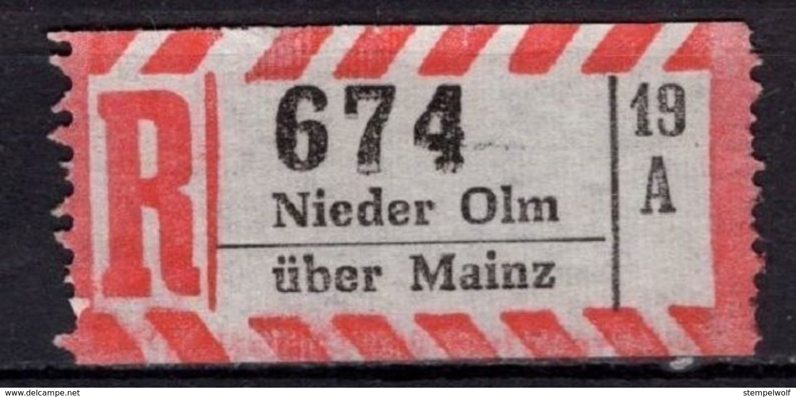 Einschreibezettel, Nieder Olm Ueber Mainz (71386) - Etiquettes 'Recommandé' & 'Valeur Déclarée'