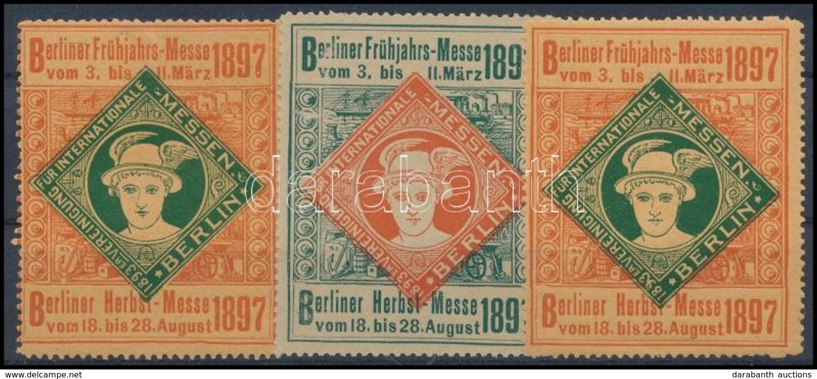 1897 Berlin Vásári Levélzáró 3 Db + 1913 Stuttgart Vásári Levélzáró 4 Db Klf - Unclassified