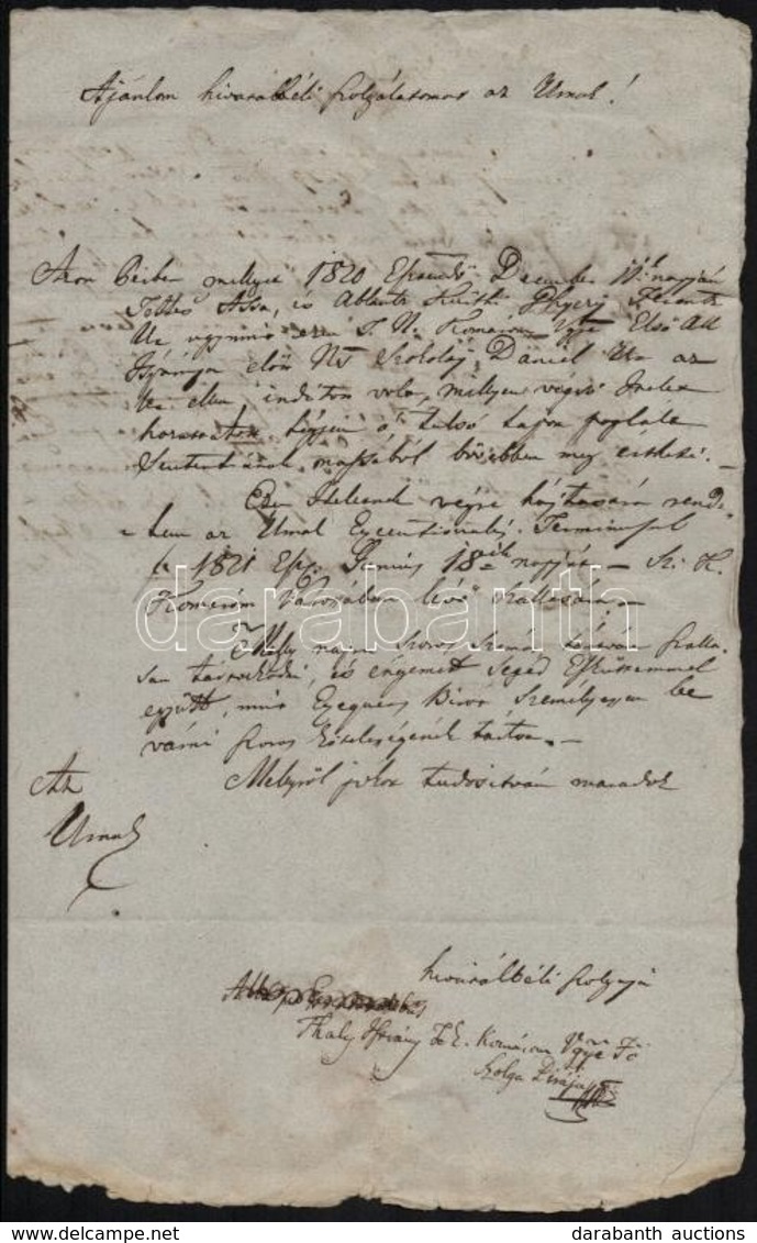 1821 Komárom Vármegye Főszolgabírája által írt Levél Viaszpecséttel - Unclassified