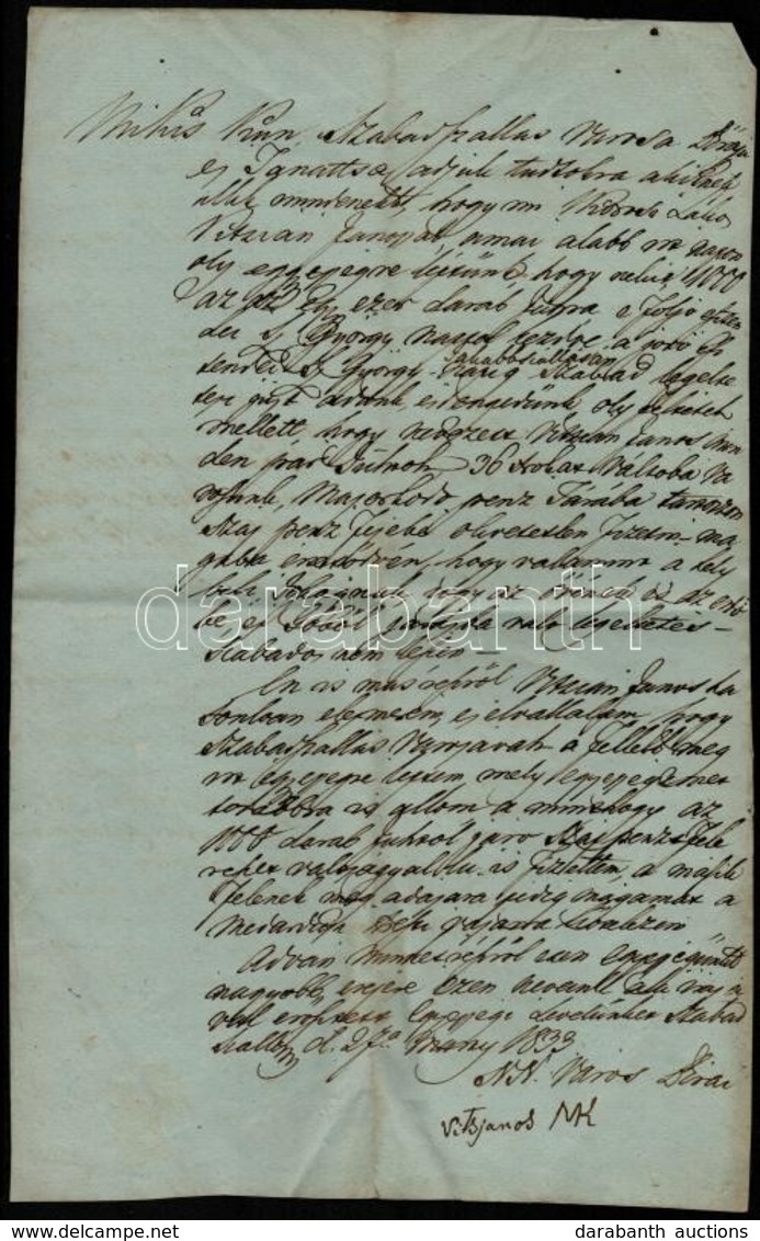 1833 Kiskunszabadszállás Város Szerződése A Jakabszállási Legelő Bérletéről. - Unclassified
