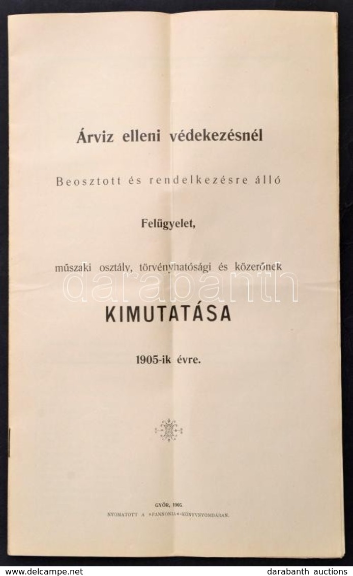 1905 Győr, Árvíz Elleni Védekezésnél Beosztott és Rendelkezésre álló Felügyelet, Műszaki Osztály, Törvényhatósági és Köz - Unclassified