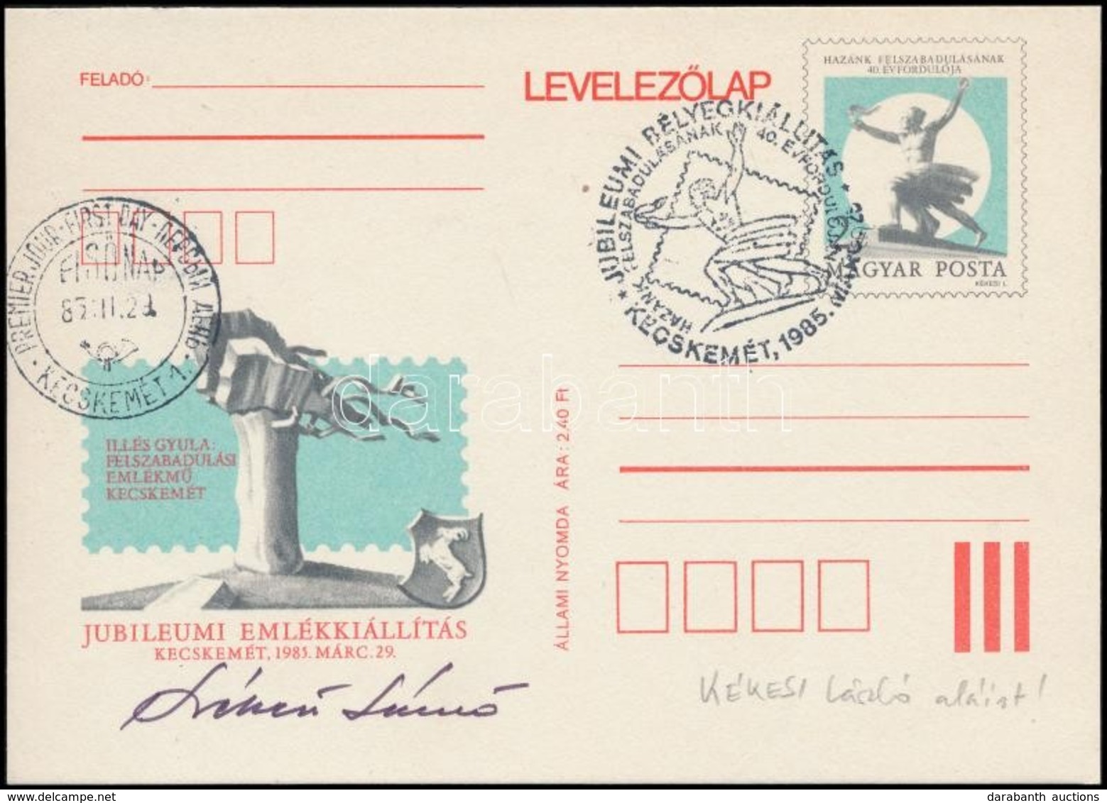 1985 Kékesi László (1919-1993) Grafikus, Bélyegtervező Aláírása Bélyegkiállítás Levelezőlapján - Autres & Non Classés