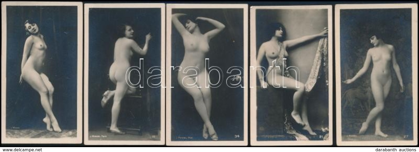 Cca 1920-1930 Régi Erotikus Fotók, J. Mandel, Párizs, 5 Db, 7×4 Cm - Other & Unclassified