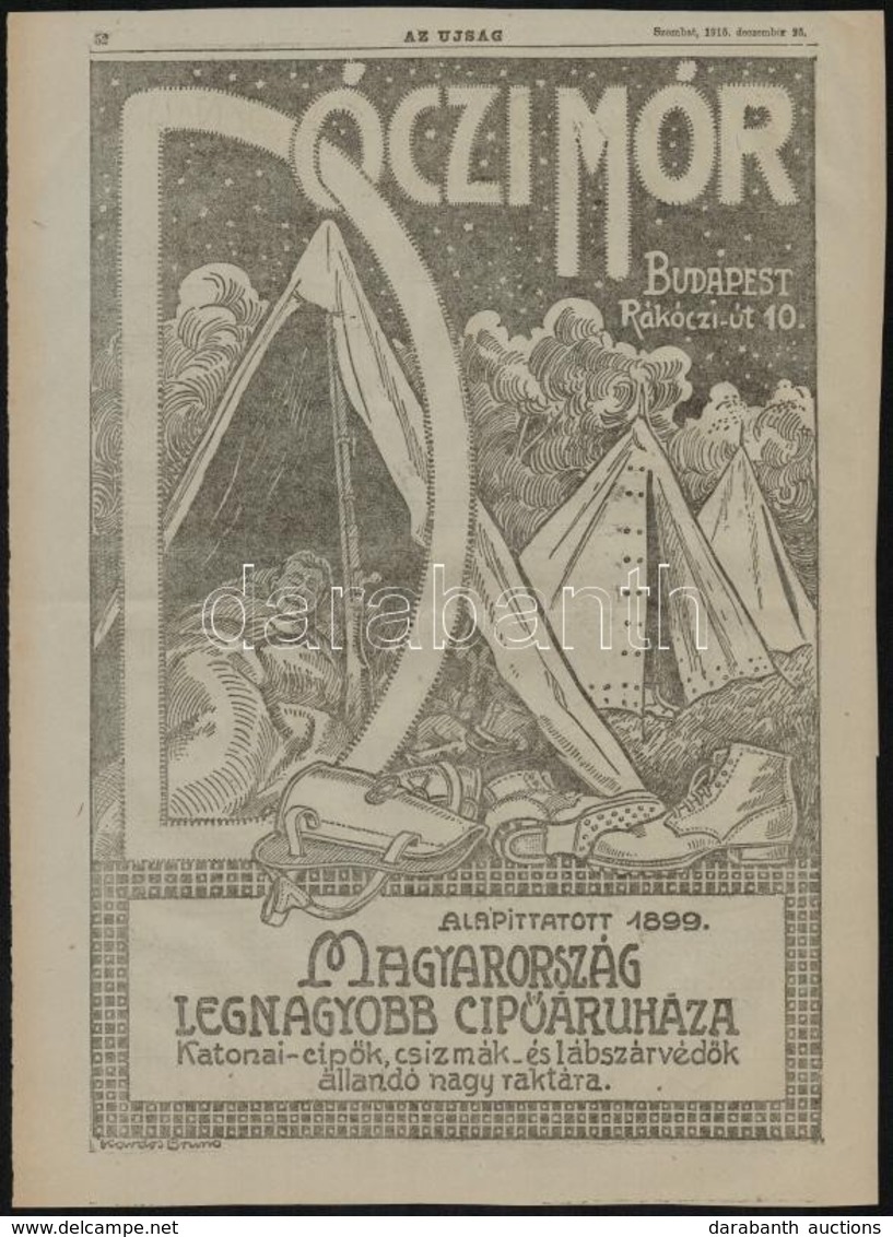 1915 Dóczi Mór. Magyarország Legnagyobb Cipőáruháza/ May Frigyes - 'Frema' Sokszorosító Gép, Nagyméretű újságreklám, 38x - Advertising