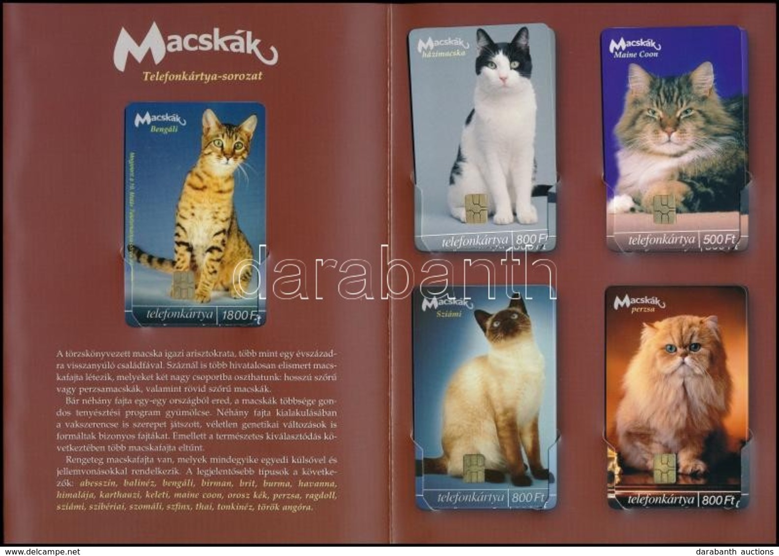 Macska Témájú Telefonkártyák, Közte 2000 Példányos Kiadás, Dísztokban, 5 Db Különböző - Zonder Classificatie