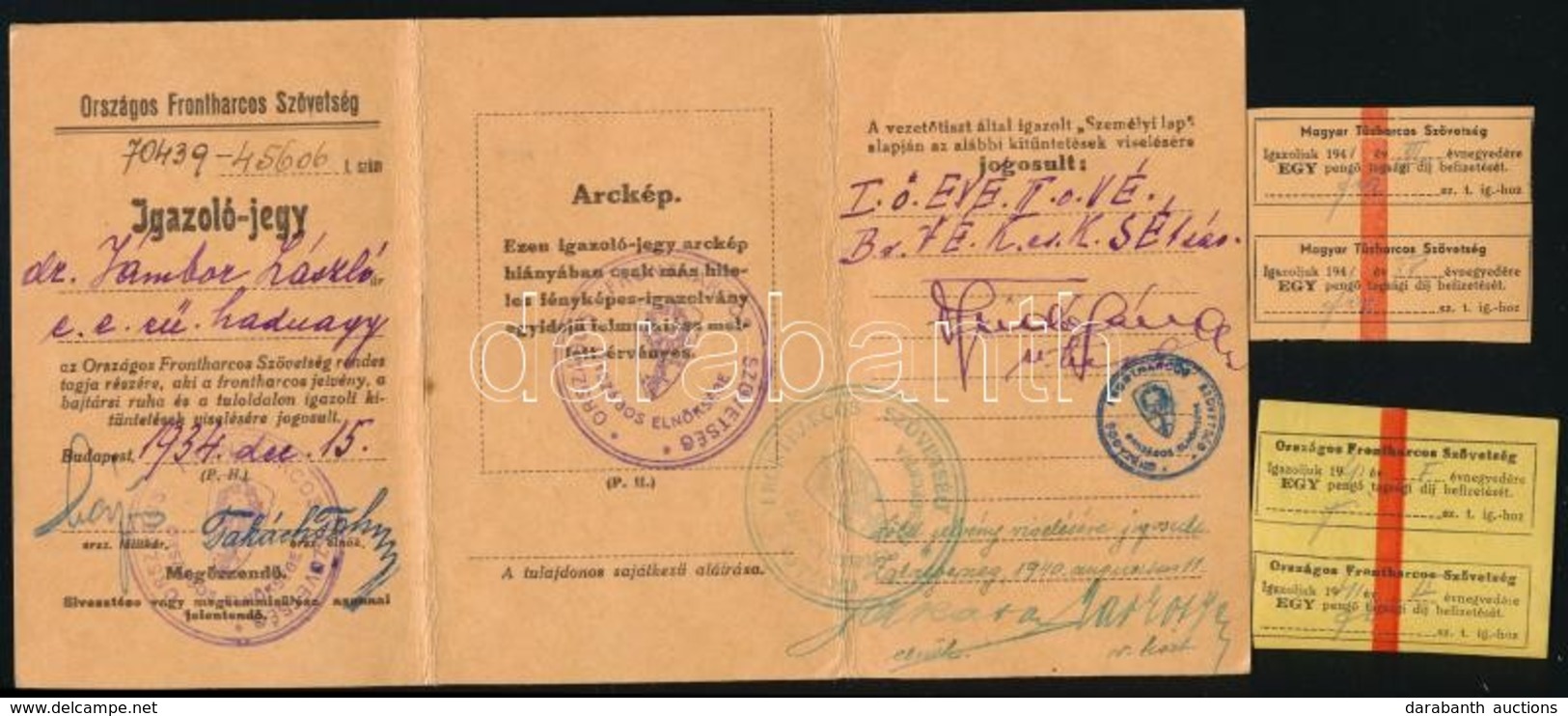 1917-1932 Katona Kitüntetés Igazolásai: I. és II. Oszt Vitézségi érem, Sebesültek érme, Valamint Frontharcos Szövetség I - Other & Unclassified