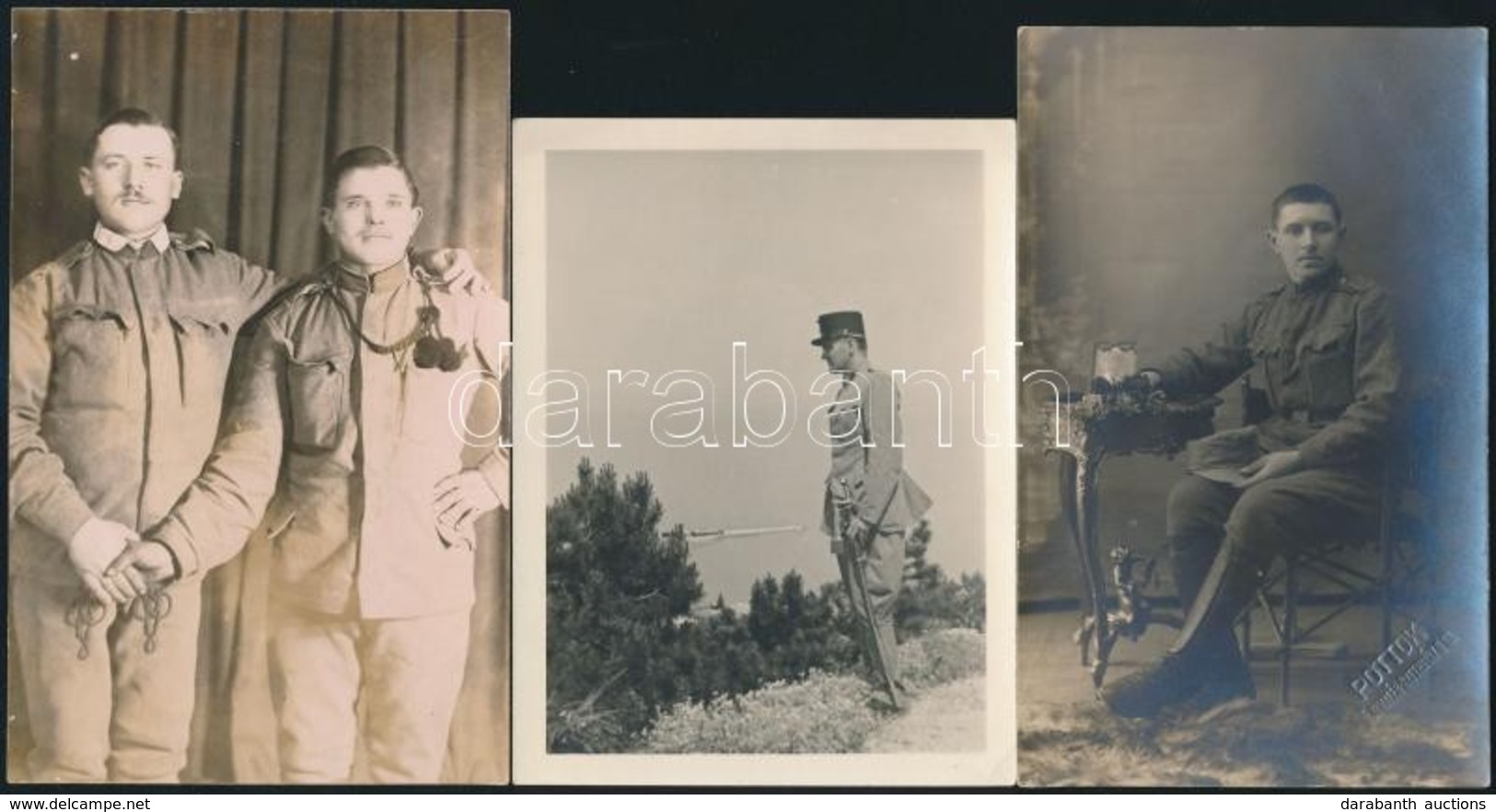 Cca 1930-1940 Kis Katonai Fotó Tétel: Portrék, Csoportképek, Közte Hadihajó Is, Egy Részük Feliratozva, Különböző Méretb - Andere & Zonder Classificatie