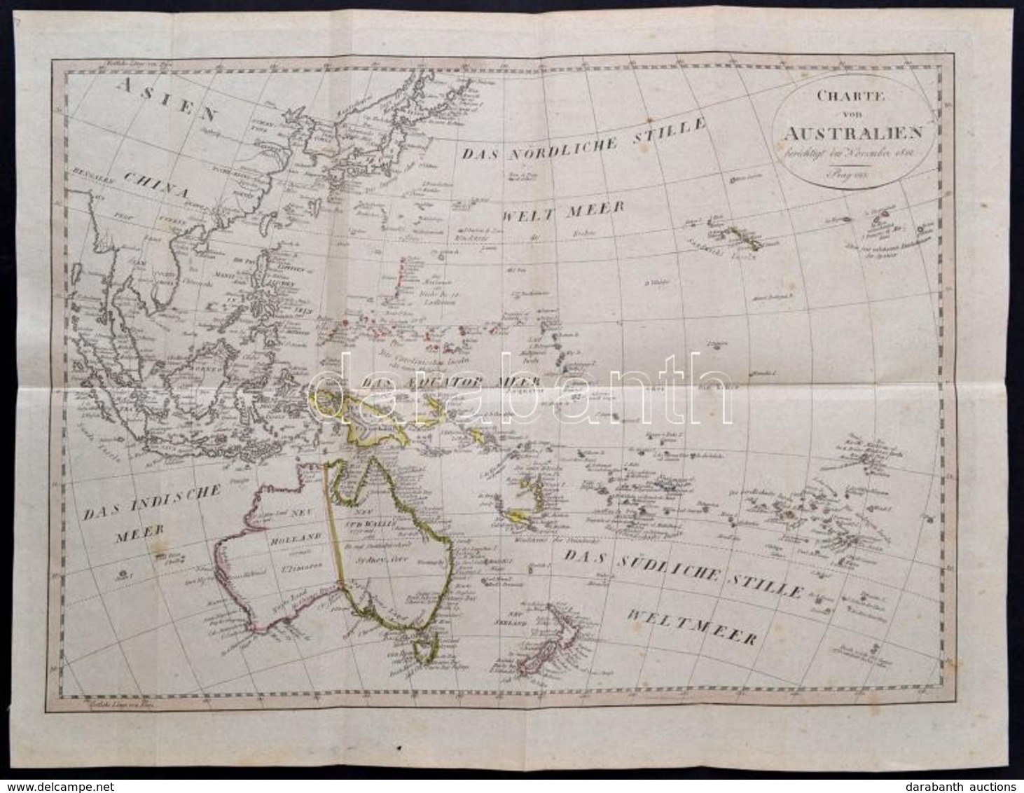 Ausztrália Térképe. Charte Von Australien Berichtigt Im November 1812. - Prag 1815. Határszínezett Részmetszet. / Engrav - Other & Unclassified