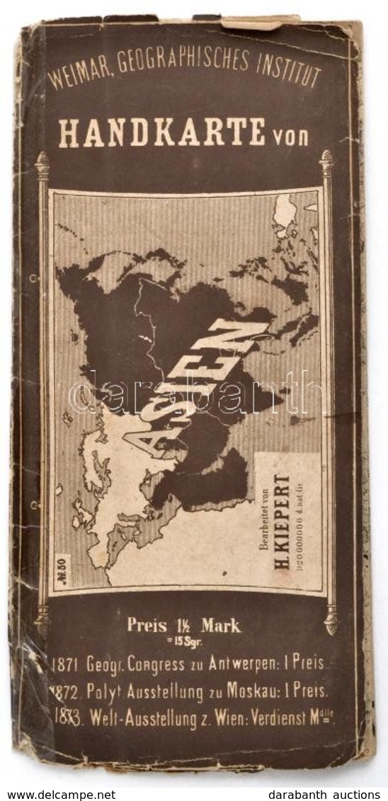 1874 Ázsia Térképe. 1:20.000.000, Weimar, Geog. Institut, Szakadásokkal, A Boríték Szakadt, Ragasztott, 58x68 Cm. - Other & Unclassified
