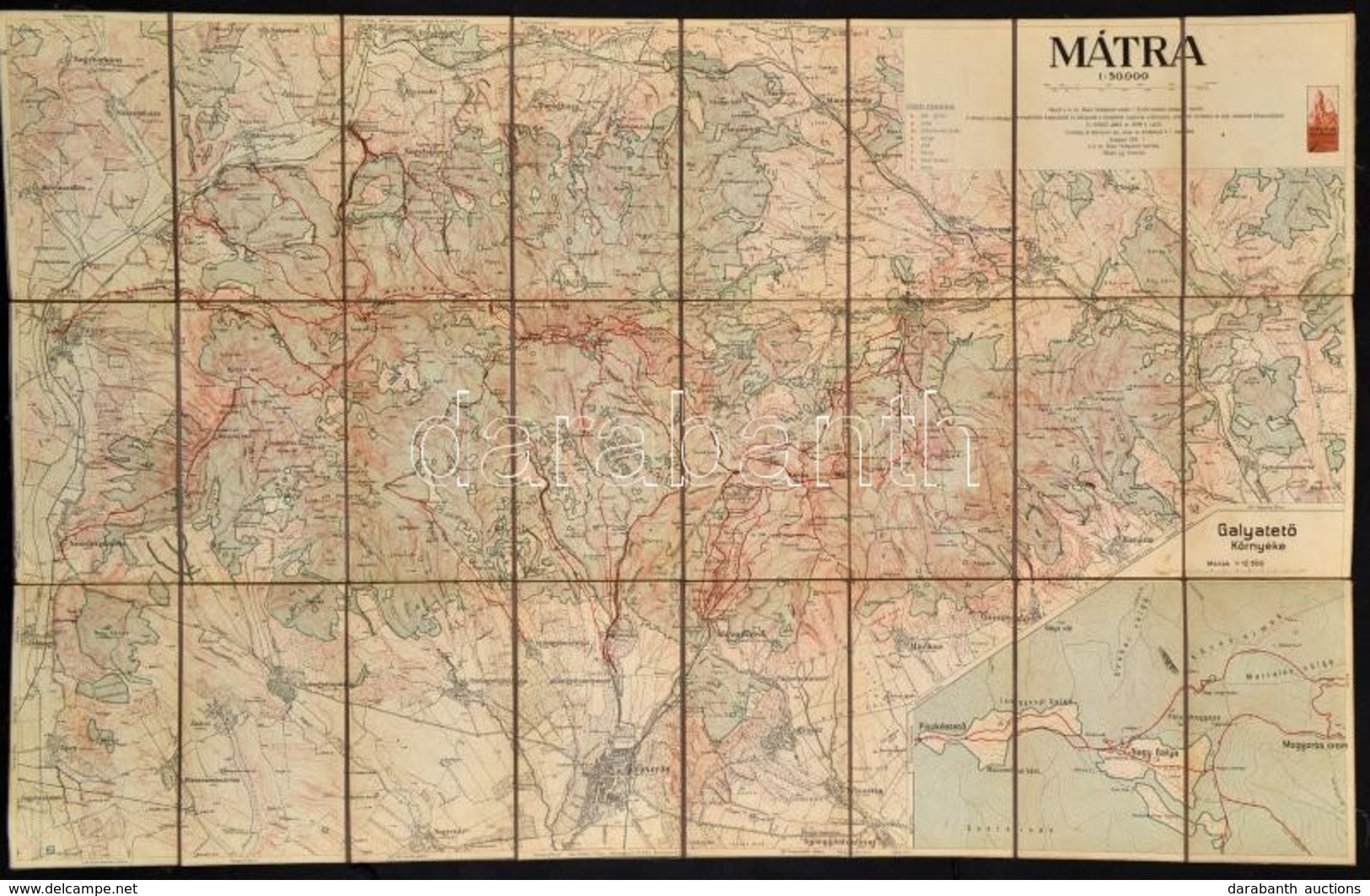 1929 A Mátra Turista Térképe, Kiadja: M. Kir. állami Térképészet, Vászontérkép, 55×85 Cm - Other & Unclassified