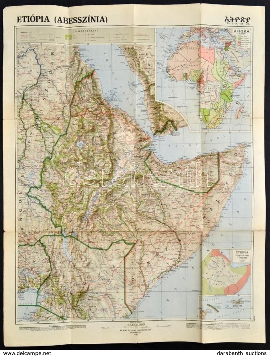 1935 Etiópia - Abesszínia Térképe 47x61 Cm M. Kir. Térképészeti Intézet. - Other & Unclassified
