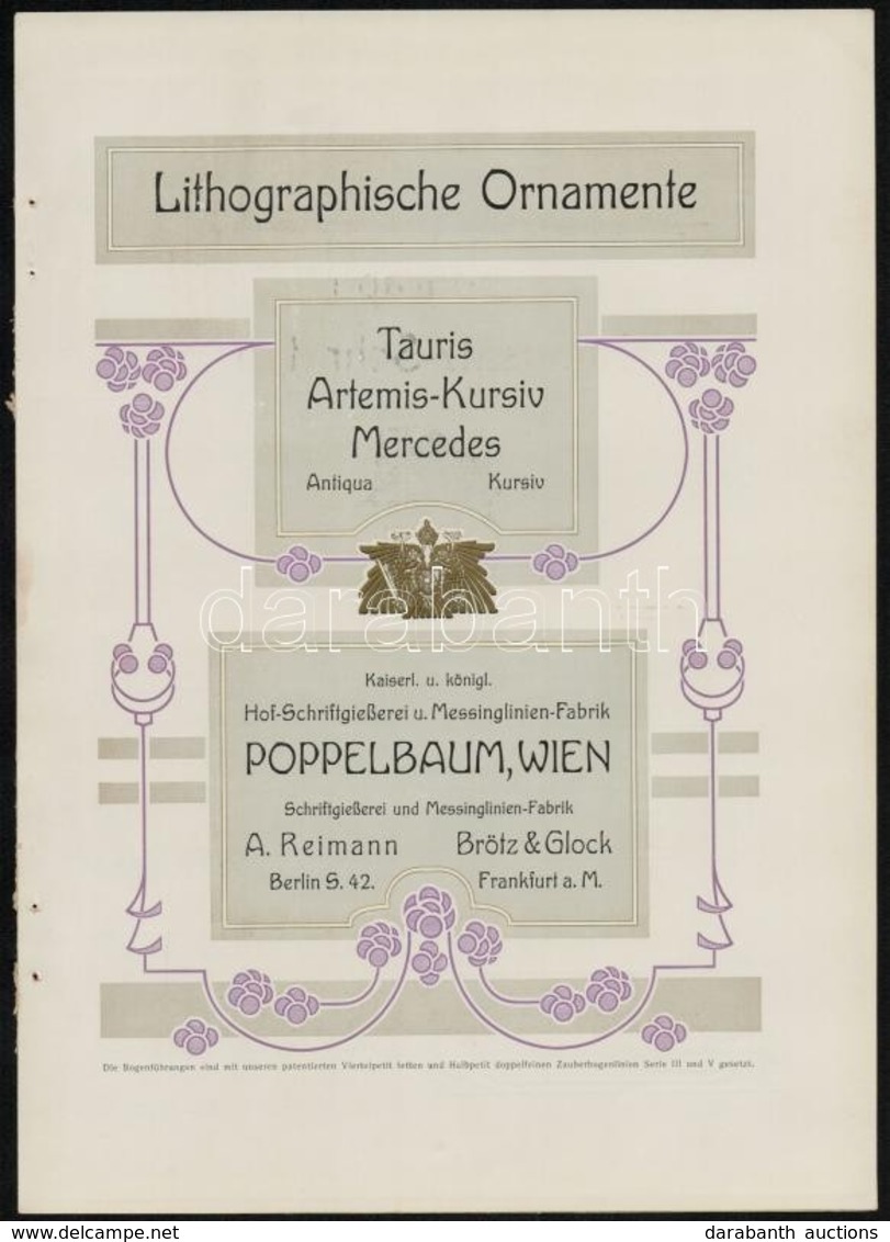 Cca 1900 Szecessziós Stílusú Nyomtatványminta, K.u.k. Hof-Schriftgießerei Poppelbaum Wien, 4p - Non Classés