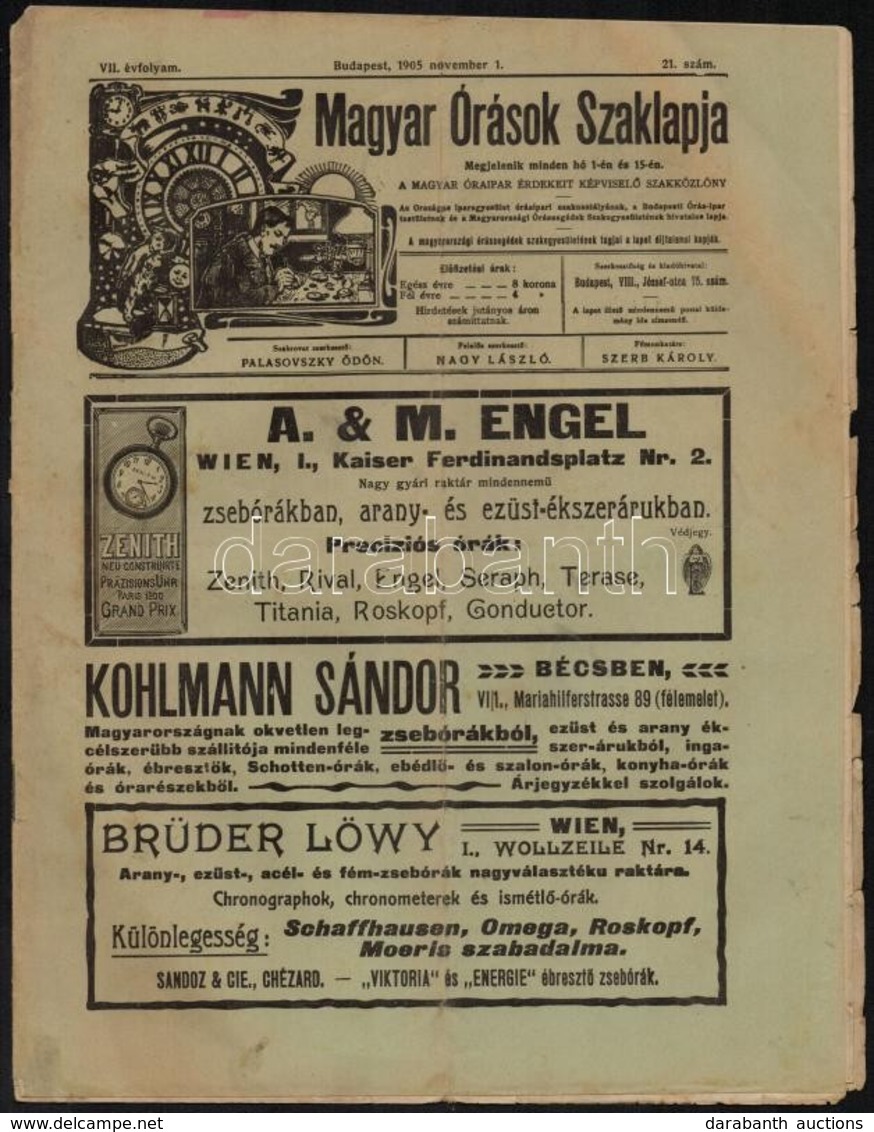 1905 Magyar Órások Szaklapja. VII. évf. 21. Sz., 1905. November 1. Szerk.: Nagy László. Papírkötés, 253-264 P. - Unclassified