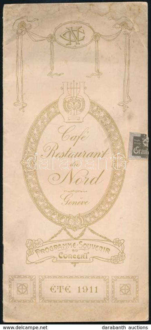 1911 Genf, Café Restaurant Du Nord Programfüzete. 1911 Nyara. Szövegközti Illusztrációkkal, Fekete-fehér Fotókkal. Franc - Non Classés