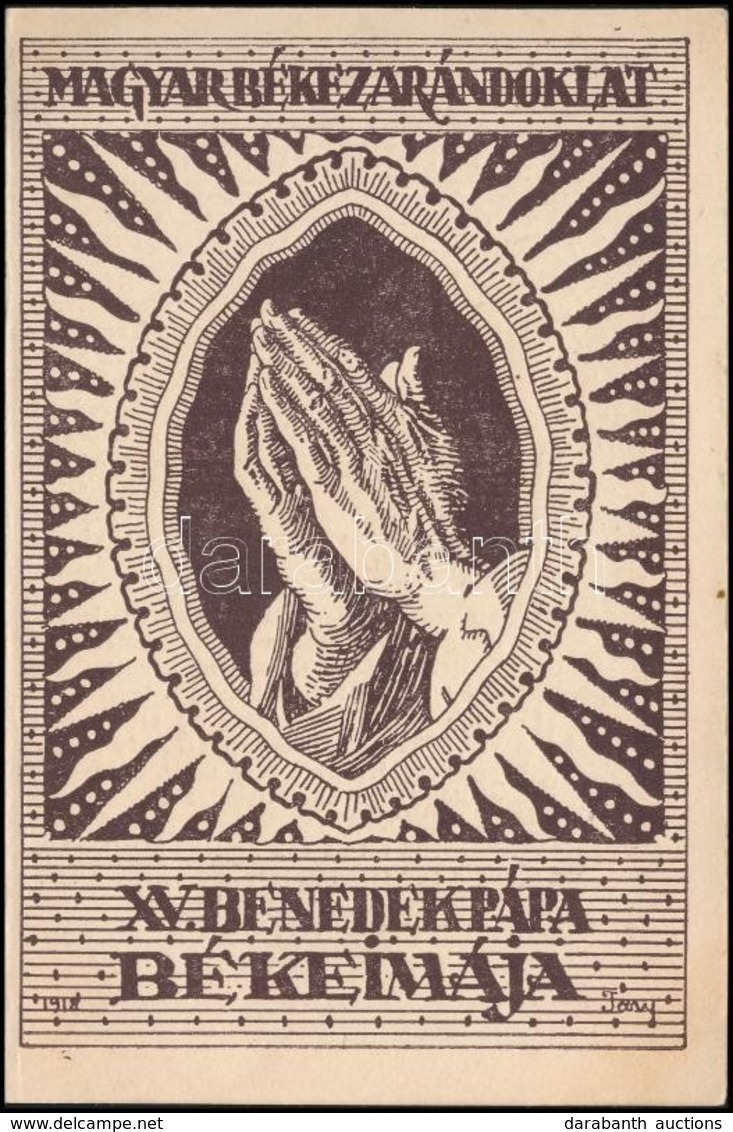 Cca 1918 XV. Benedek Pápa Békeimája, Adománytevő Lap, Bp., Szmik Antal - Non Classés