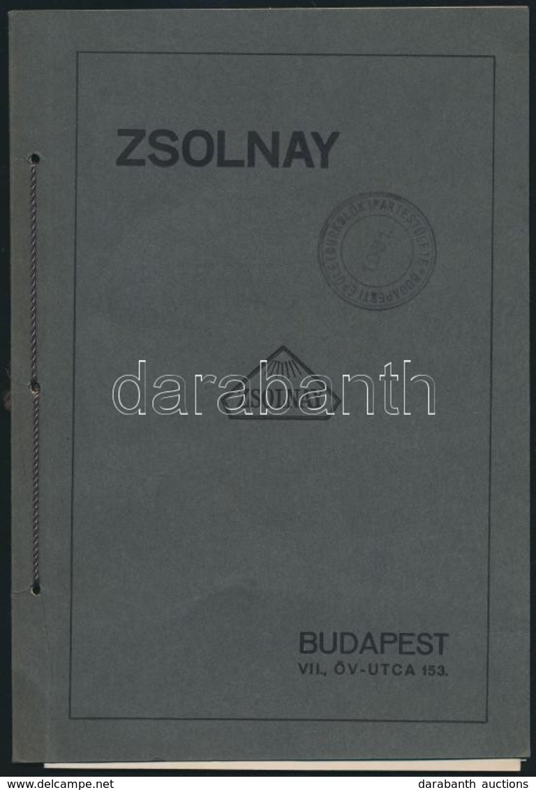 1931-1933 Budapesti Zsolnay-féle Porcellán-Fayencegyár Részvénytársaság árjegyzéke Falburkolólemezekről - Non Classés