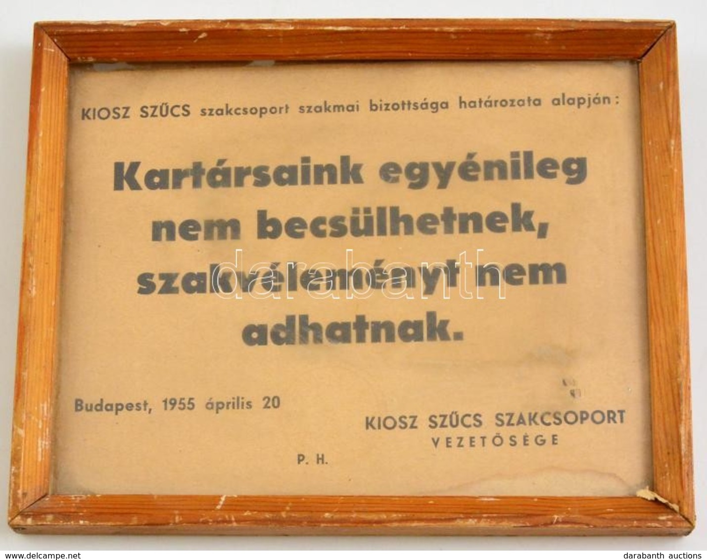 1955 Bp., A KIOSZ SZŰCS Szakcsoport Szakmai Bizottságának Határozata, 15x19 Cm - Unclassified