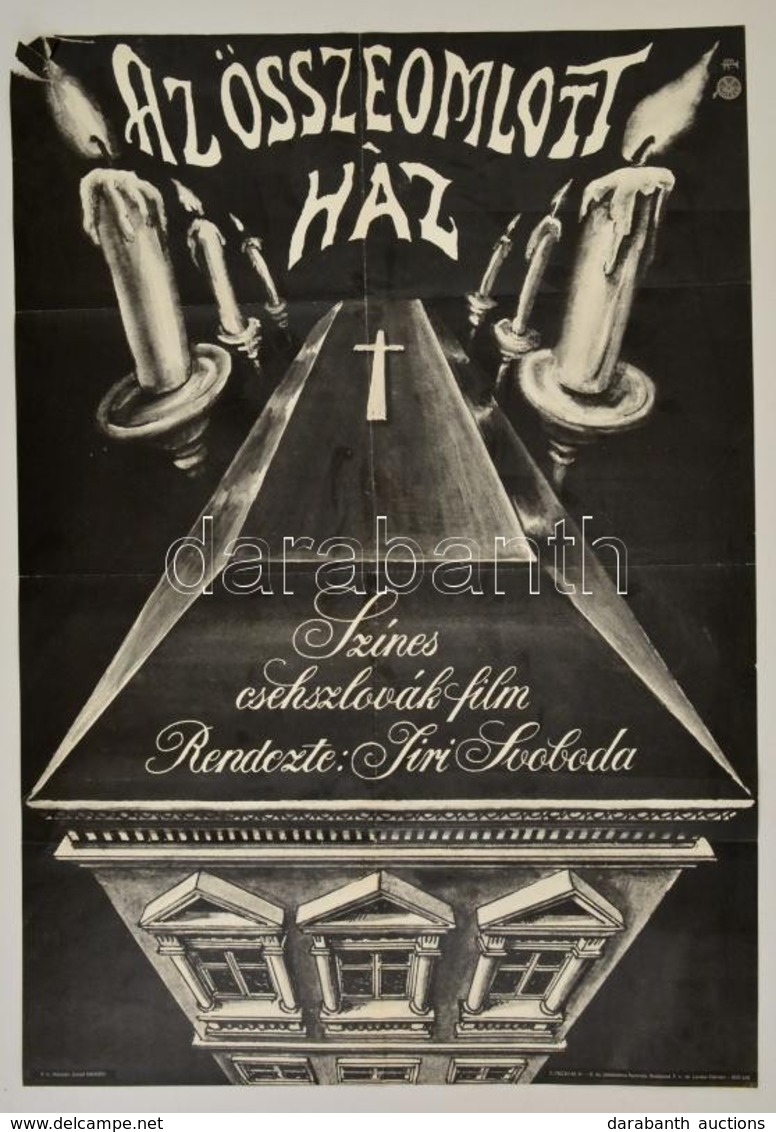 1978 Az összeomlott Ház, Csehszlovák Film Plakát, Rendezte: Jirí Svoboda, Sarkán Szakad 80x56,5 Cm - Other & Unclassified