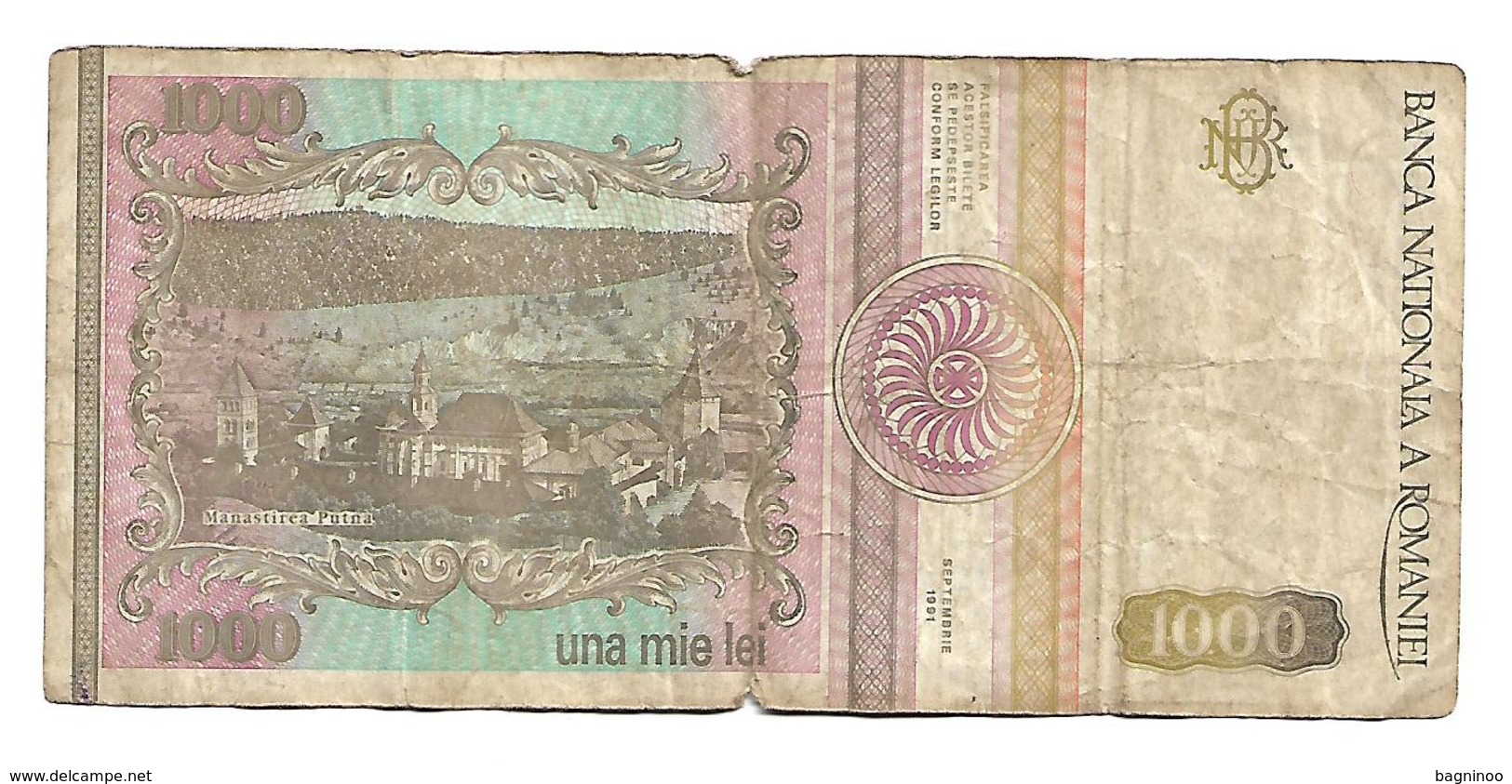 ROMANIA 1000 Lei 1991 - Romania