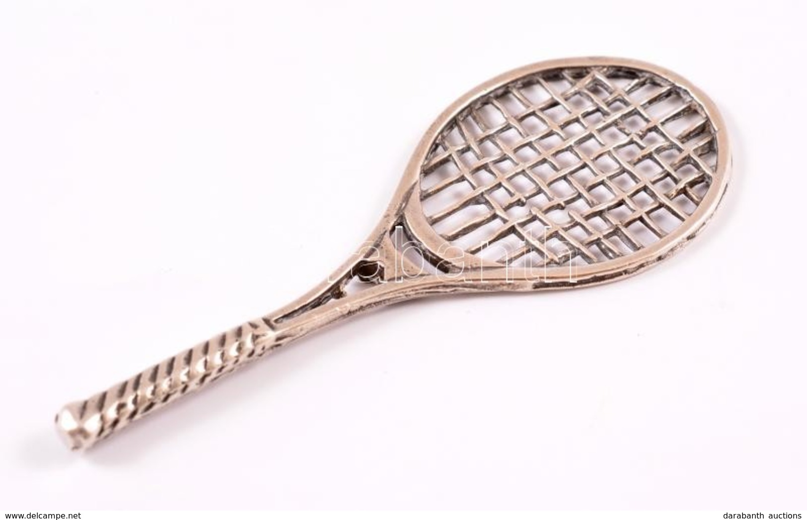 Ezüst(Ag) Teniszütő, Jelzett, 8×3 Cm, Nettó: 10,7 G - Other & Unclassified