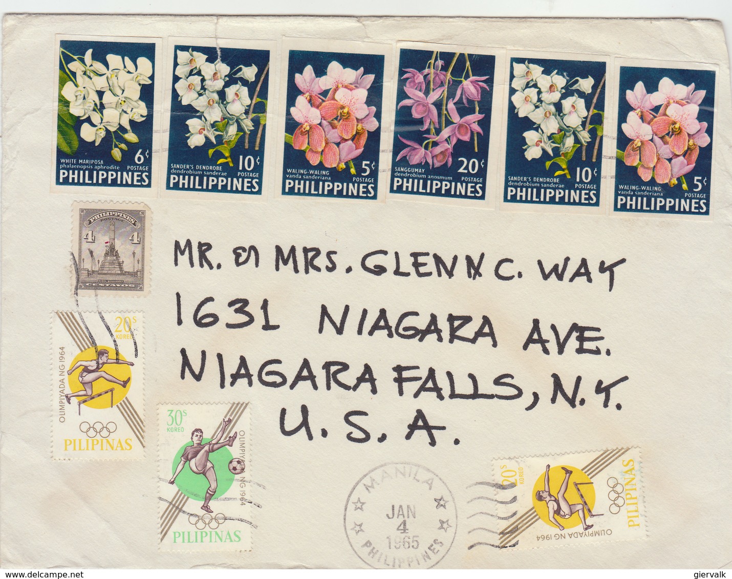 PHILIPPINES 1965 Cover To USA With ORCHIDS IMPERFORATED.BARGAIN.!! - Filippijnen