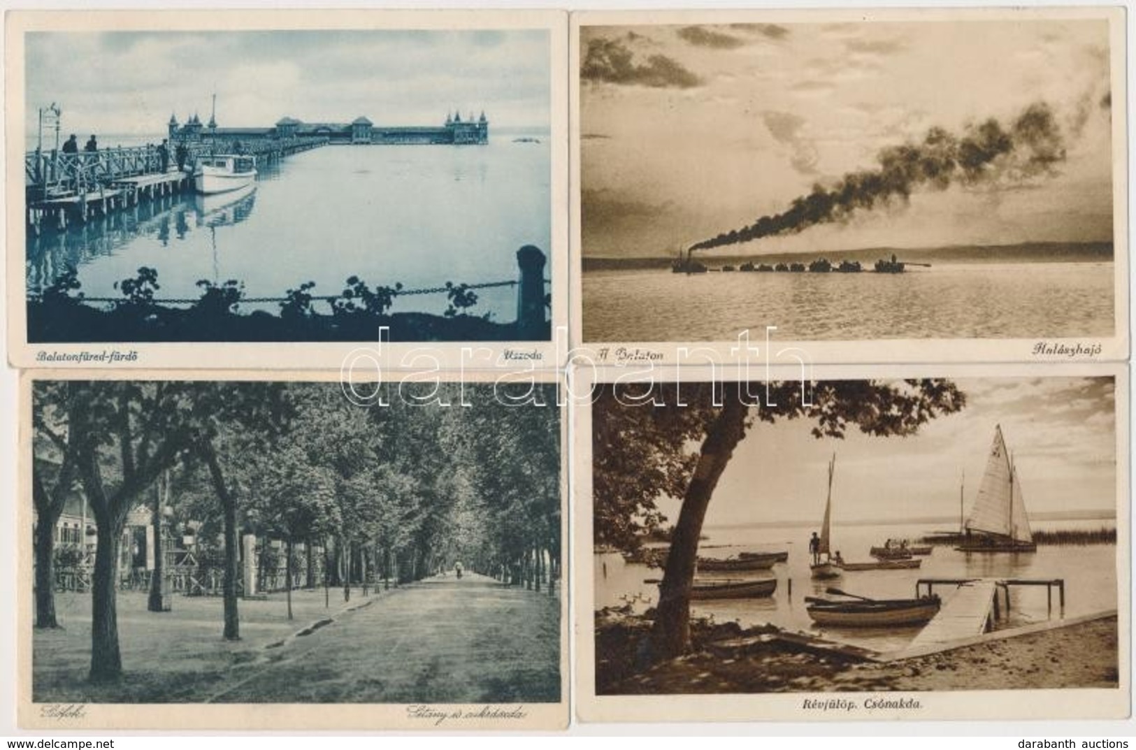 ** * 40 Db RÉGI Magyar Városképes Lap A Balatonról Az 1940-es és 50-es évekből / 40 Hungarian Town-view Postcards From L - Non Classés