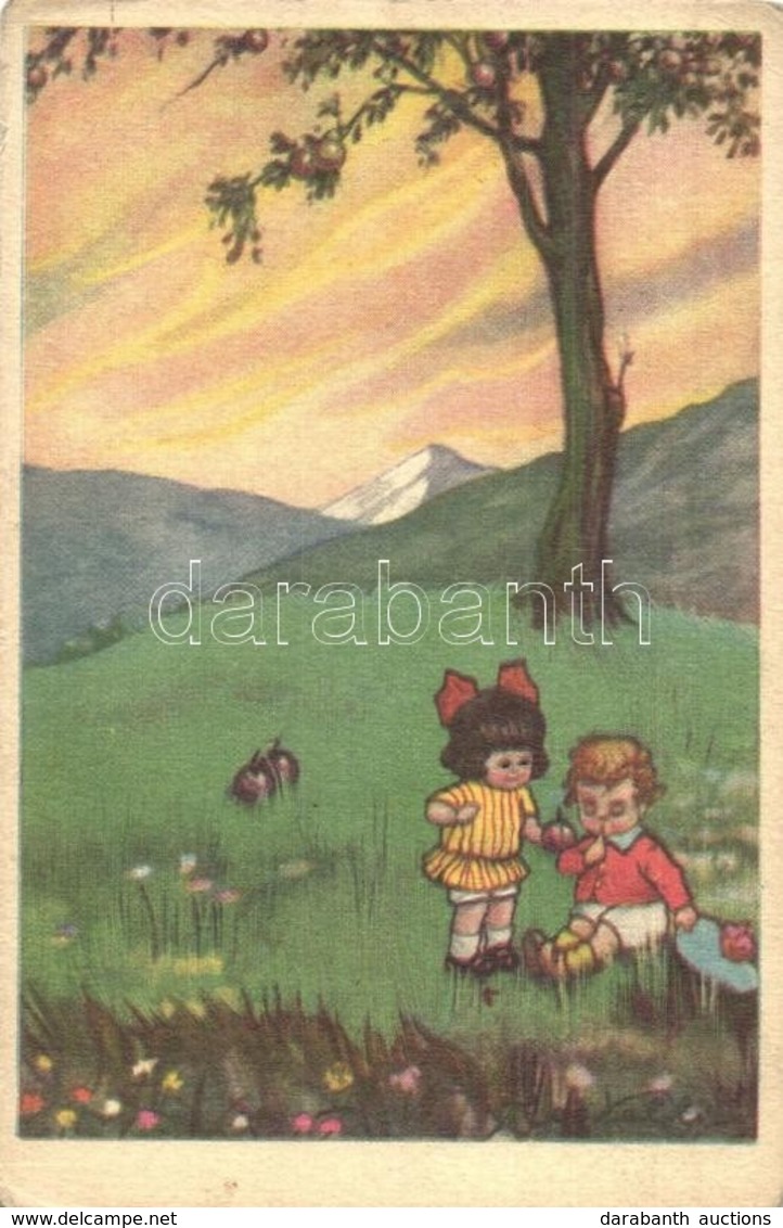 * 6 Db Régi Grafikai Motívumlap: Gyerekek, Szignált Művészlapok / 6 Pre-1945 Graphic Motive Cards: Children, Signed Art  - Unclassified