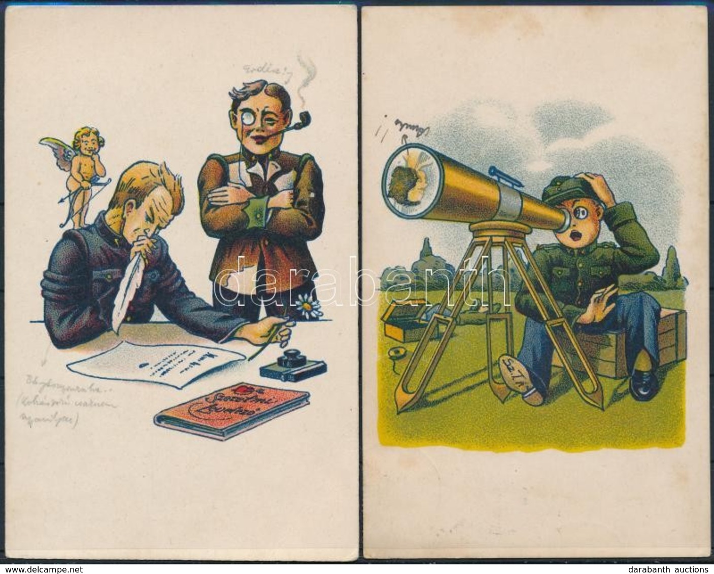 * 2 Db RÉGI Studentika Művészlap Albumlapon; A Soproni Diákéletből XX. és XXVII.  / 2 Pre-1945 Studentica Art Postcard O - Unclassified